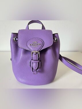 Coach Amelia Convertible Backpack Purple Leather Crossbody Bag Missing Strap